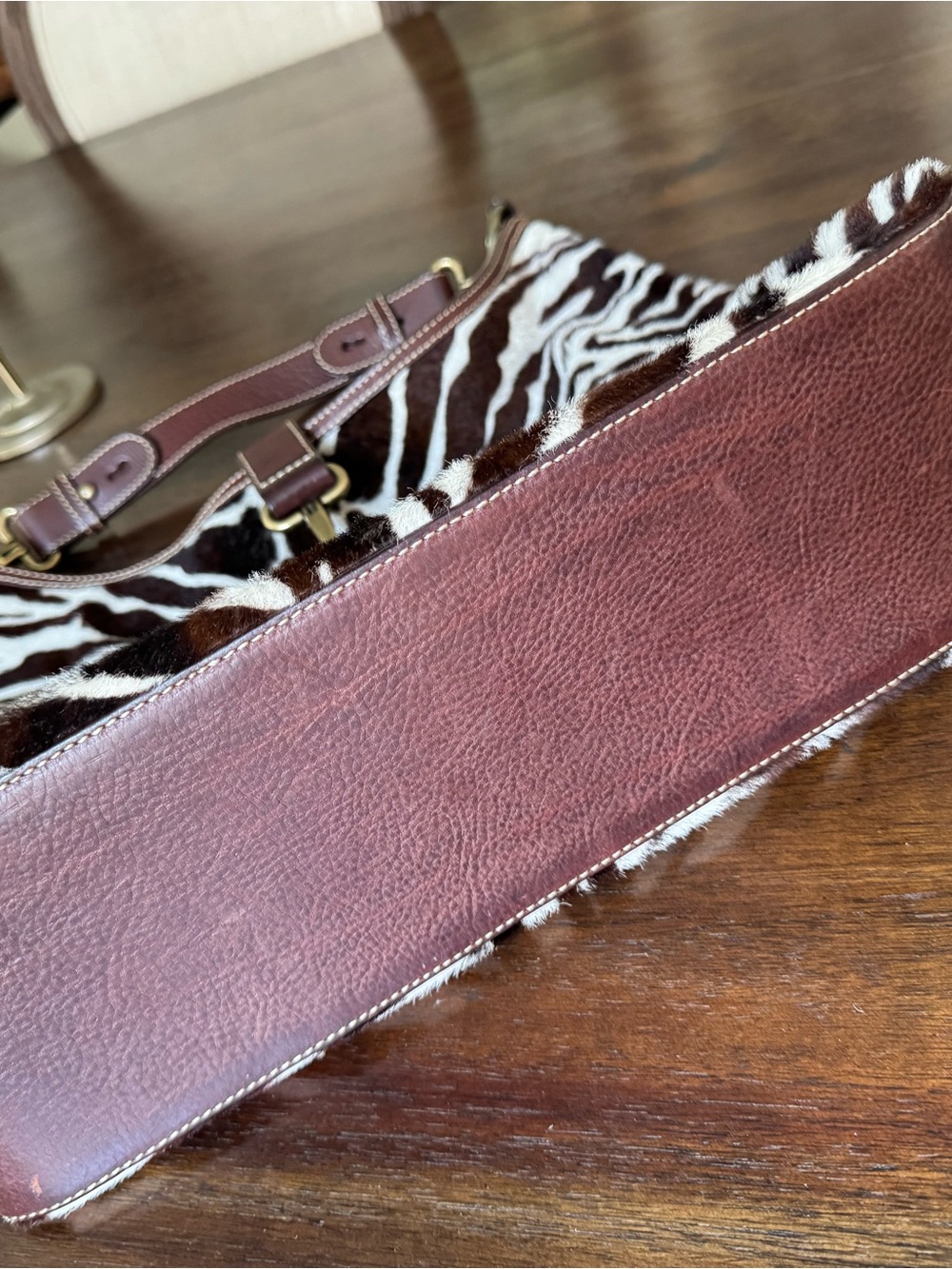 Vintage J.Crew Collection - Zebra Calf Hair Leather Hobo Bag, Circa 2000s - Picture 9 of 11